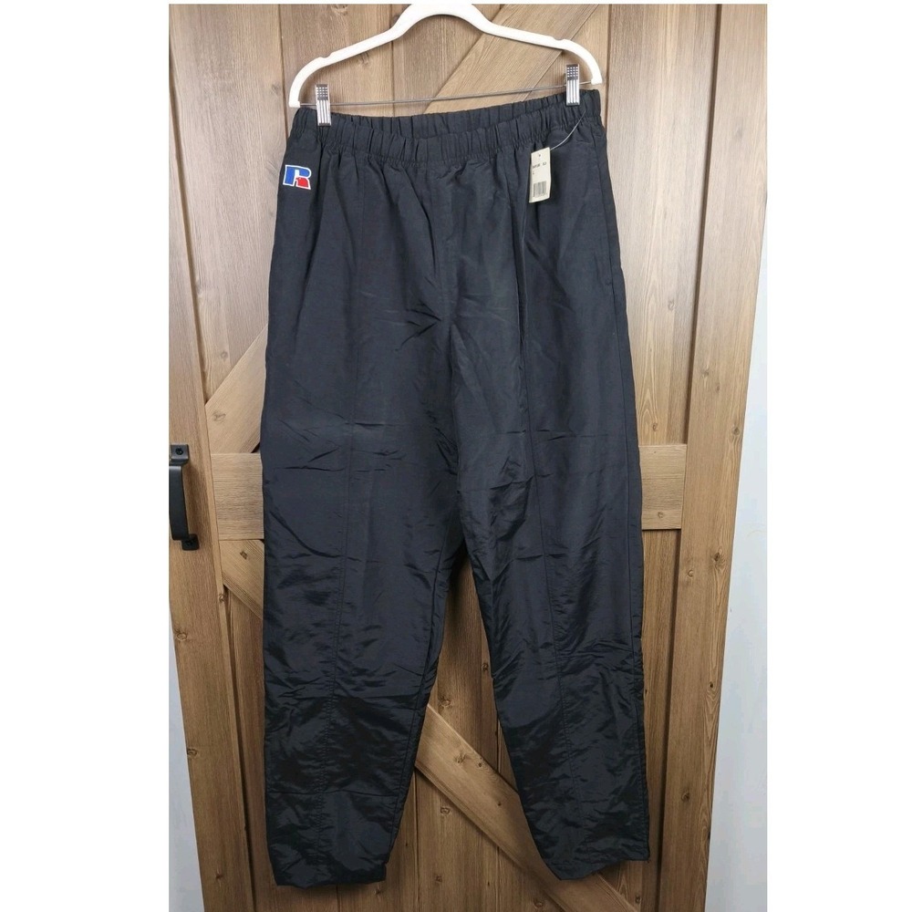 Russell Athletic Vintage Black Nylon‎ Track Pants Water Resistant Mens Large NWT